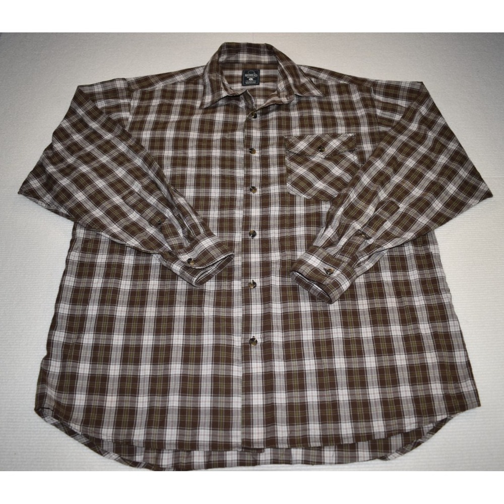 RedHead Men's Flannel Brown/Brown Plaid Checks Long Sleeve Shirt L